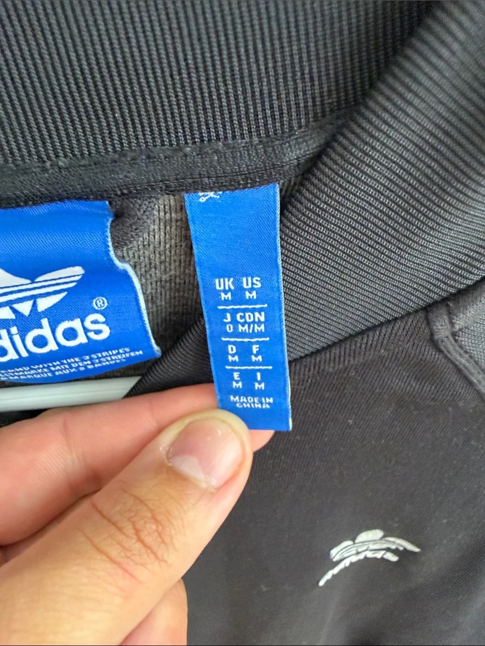 adidas Black Track Jacket with White Three Stripes Vintage